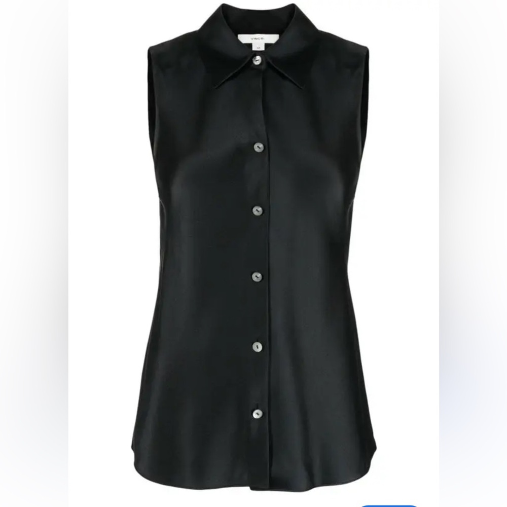 Vince Silk Bias Cut Pearlescent Accents Sleeveless Top